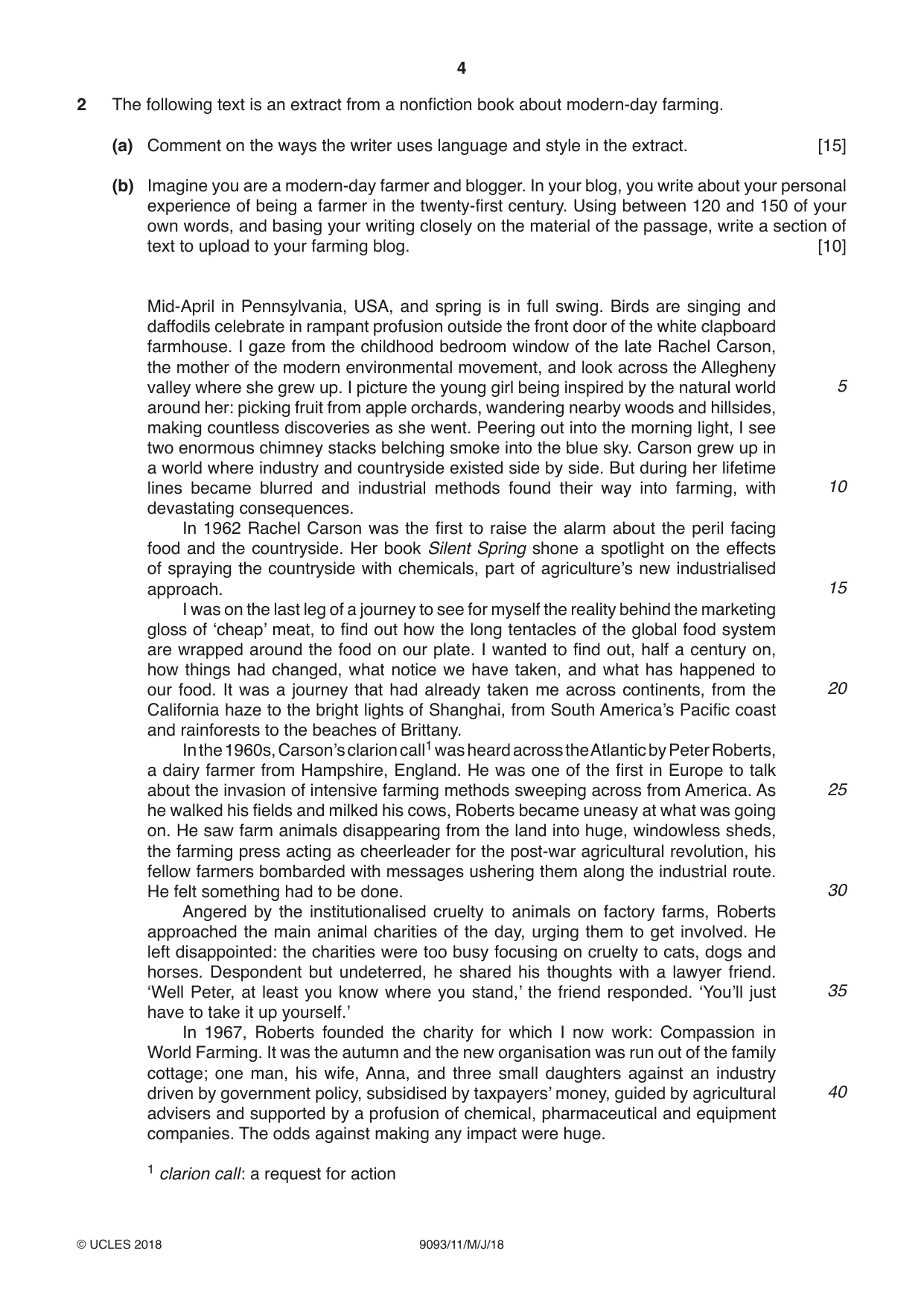 Cambridge A Level English - Language AS and A Level (from 2014) 9093 2018 May/June Paper 1 · Variant 1 question paper, page 4 of 8