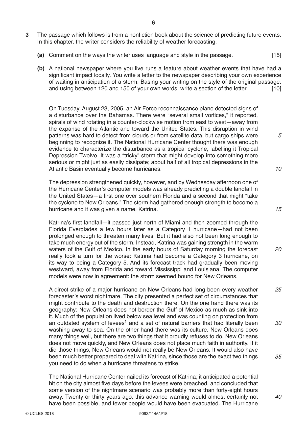 Cambridge A Level English - Language AS and A Level (from 2014) 9093 2018 May/June Paper 1 · Variant 1 question paper, page 6 of 8