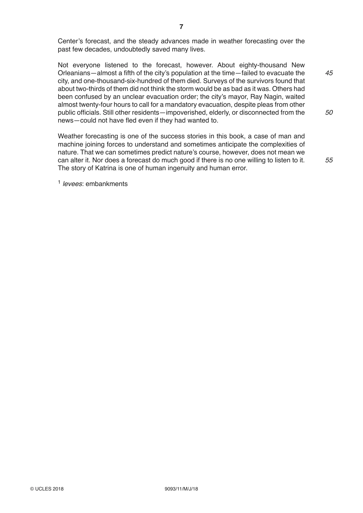 Cambridge A Level English - Language AS and A Level (from 2014) 9093 2018 May/June Paper 1 · Variant 1 question paper, page 7 of 8