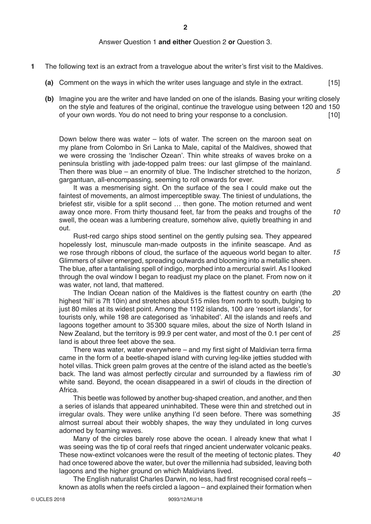 Cambridge A Level English - Language AS and A Level (from 2014) 9093 2018 May/June Paper 1 · Variant 2 question paper, page 2 of 8