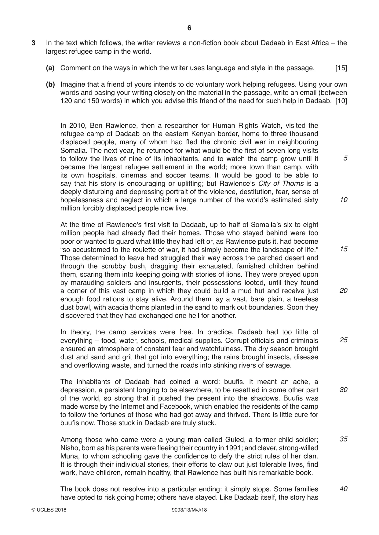 Cambridge A Level English - Language AS and A Level (from 2014) 9093 2018 May/June Paper 1 · Variant 3 question paper, page 6 of 8