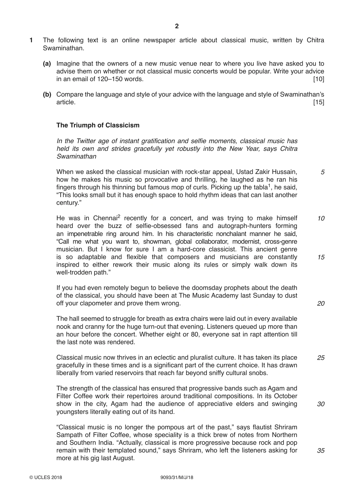 Cambridge A Level English - Language AS and A Level (from 2014) 9093 2018 May/June Paper 3 · Variant 1 question paper, page 2 of 8