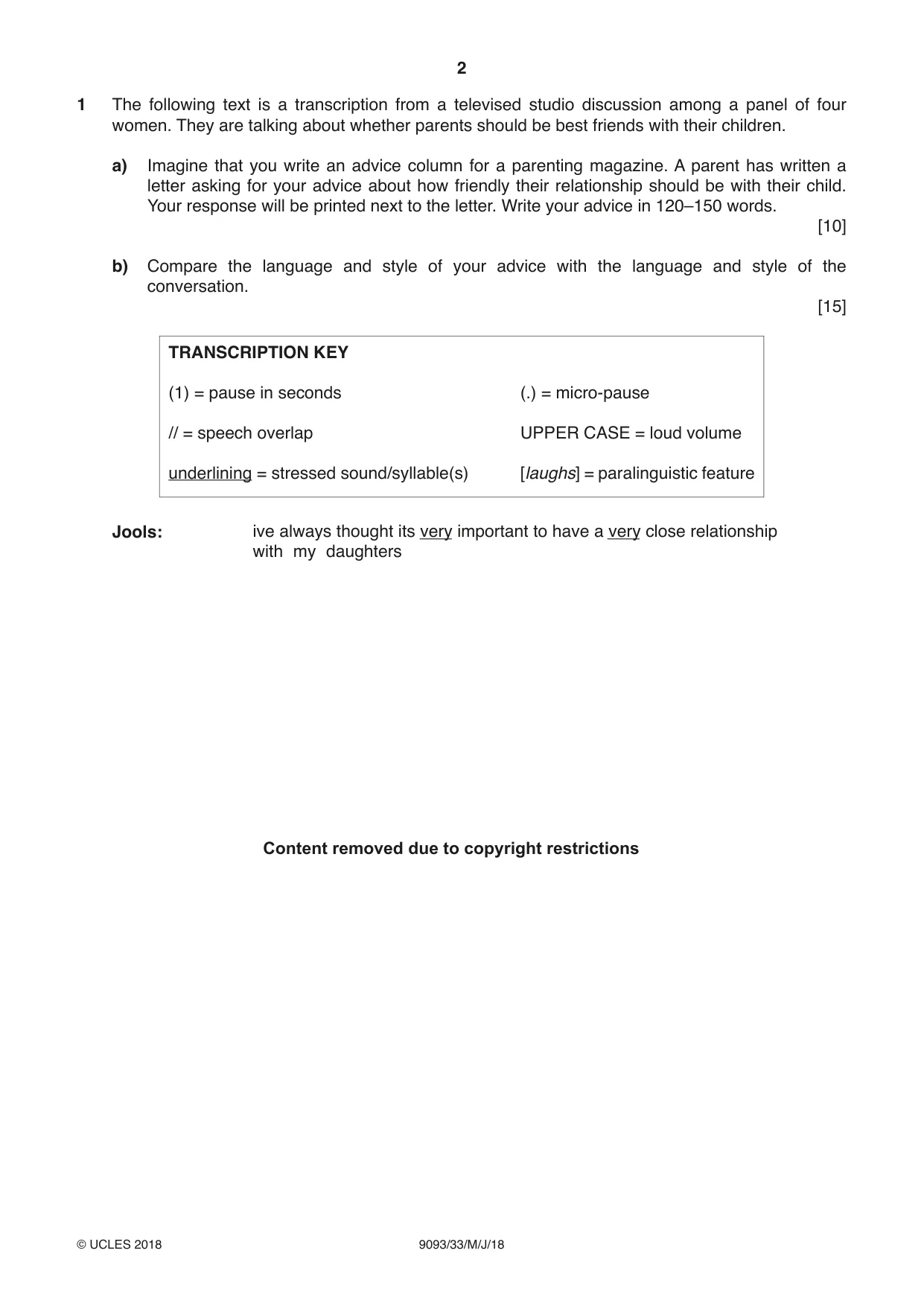 Cambridge A Level English - Language AS and A Level (from 2014) 9093 2018 May/June Paper 3 · Variant 3 question paper, page 2 of 8