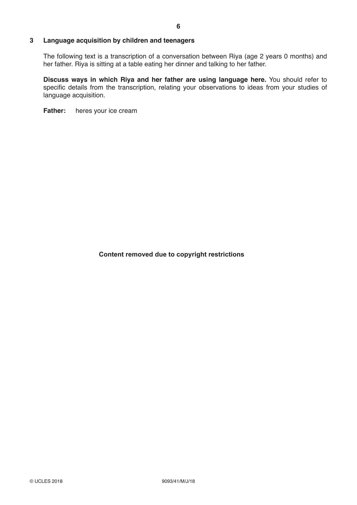 Cambridge A Level English - Language AS and A Level (from 2014) 9093 2018 May/June Paper 4 · Variant 1 question paper, page 6 of 8