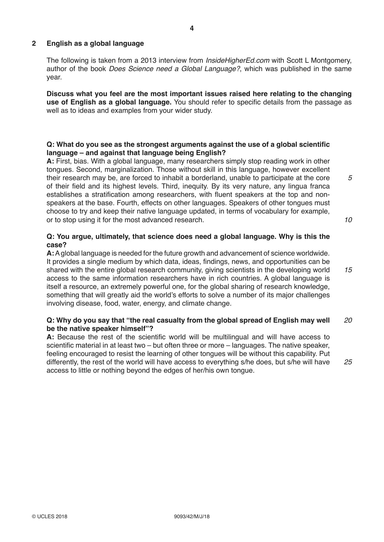 Cambridge A Level English - Language AS and A Level (from 2014) 9093 2018 May/June Paper 4 · Variant 2 question paper, page 4 of 8