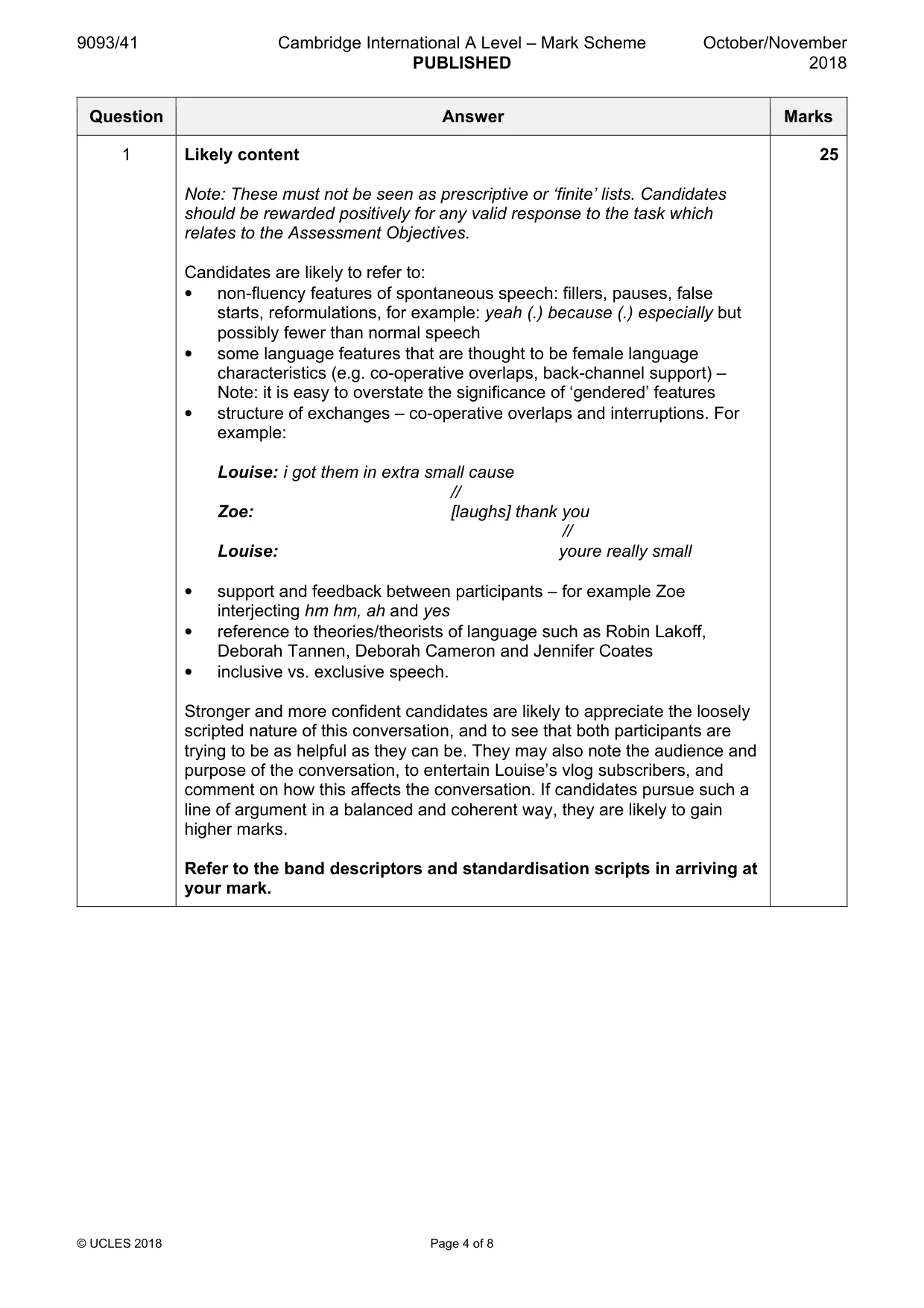 Mark scheme, page 4 of 8