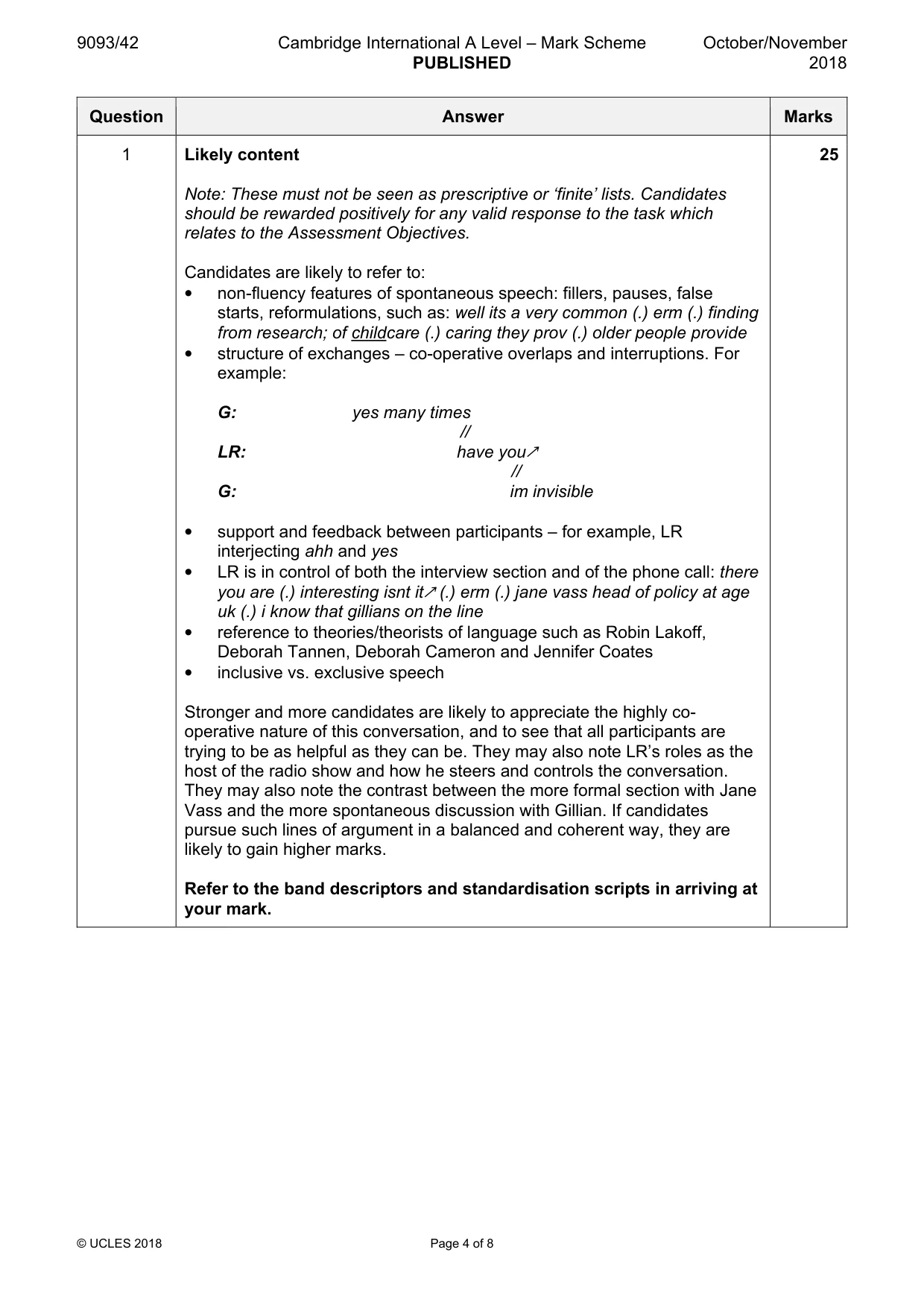 Mark scheme, page 4 of 8