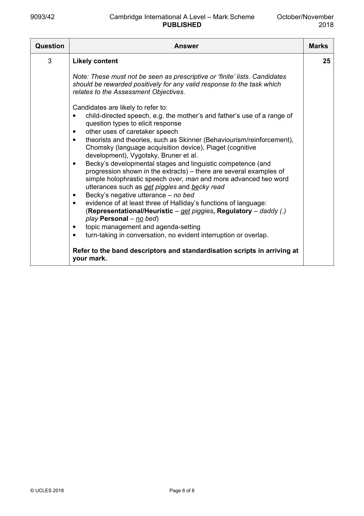 Mark scheme, page 8 of 8
