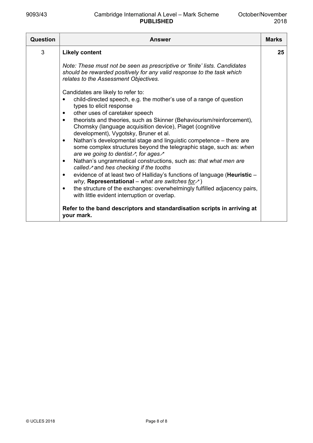 Mark scheme, page 8 of 8