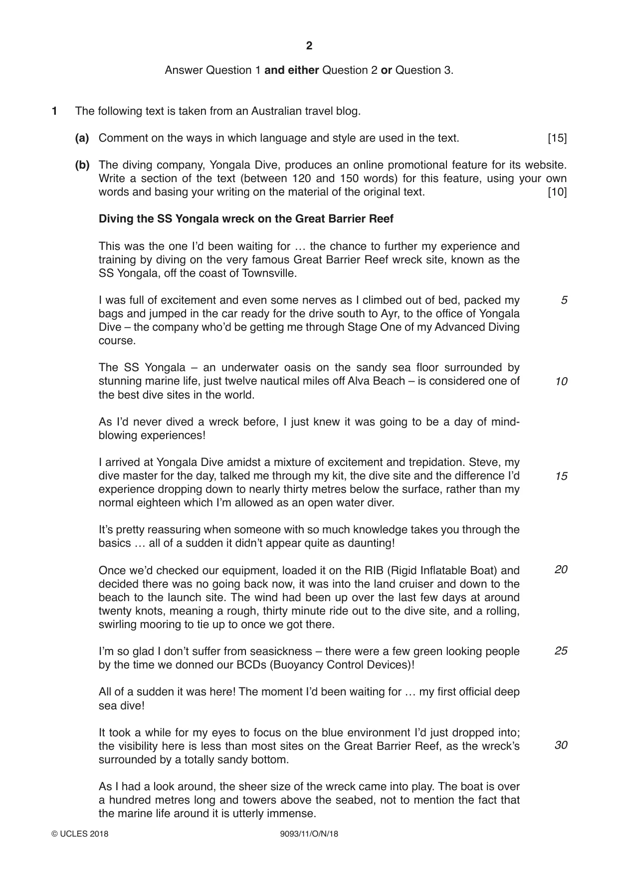 Cambridge A Level English - Language AS and A Level (from 2014) 9093 2018 Oct/Nov Paper 1 · Variant 1 question paper, page 2 of 8