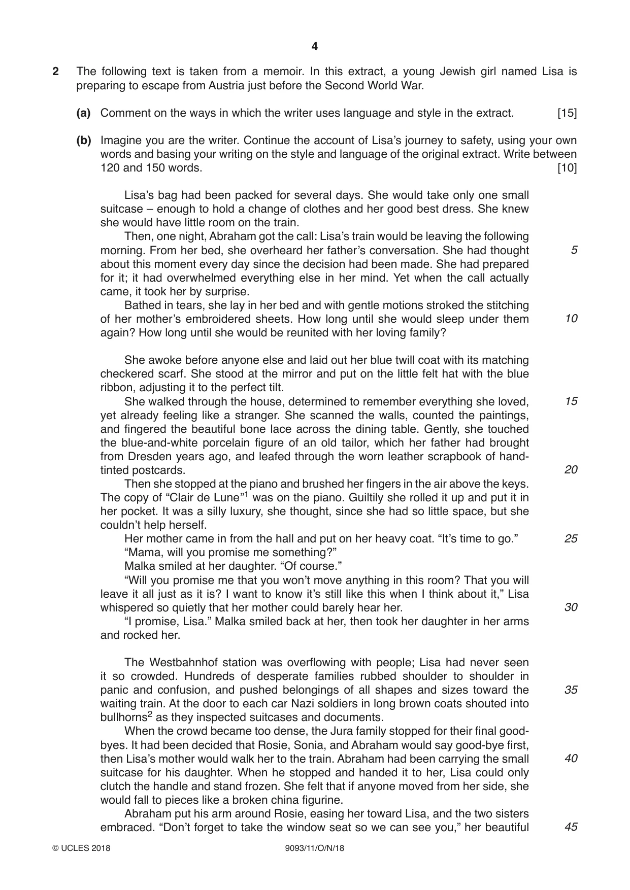 Cambridge A Level English - Language AS and A Level (from 2014) 9093 2018 Oct/Nov Paper 1 · Variant 1 question paper, page 4 of 8