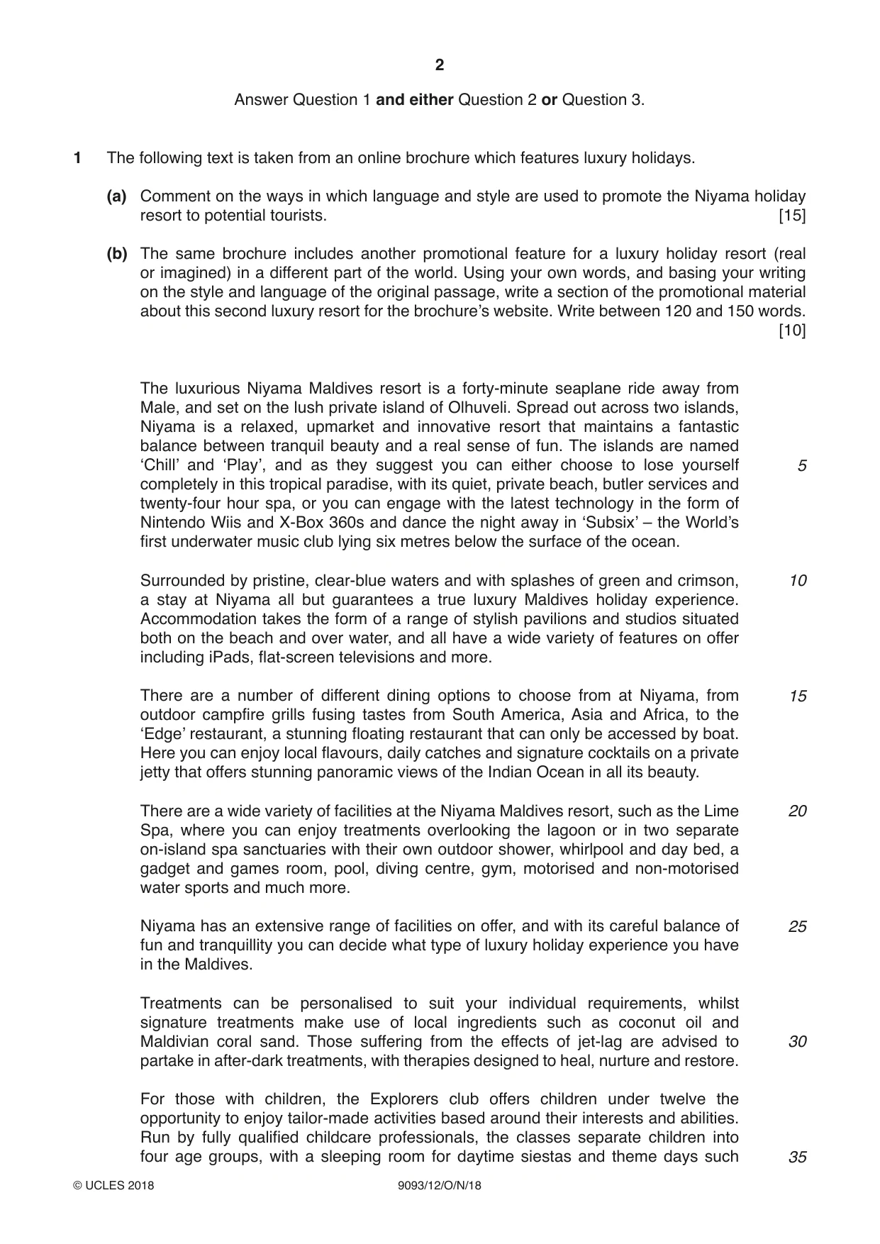 Cambridge A Level English - Language AS and A Level (from 2014) 9093 2018 Oct/Nov Paper 1 · Variant 2 question paper, page 2 of 8