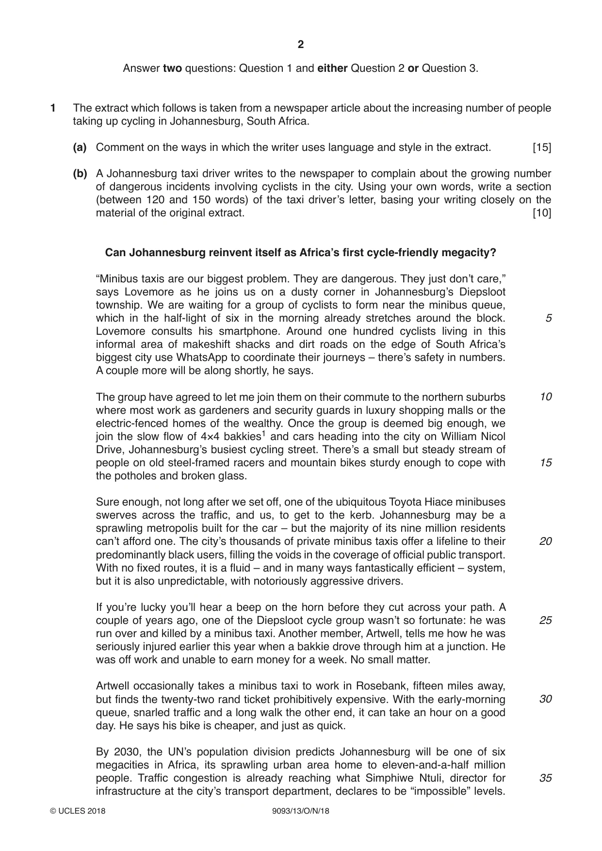 Cambridge A Level English - Language AS and A Level (from 2014) 9093 2018 Oct/Nov Paper 1 · Variant 3 question paper, page 2 of 8