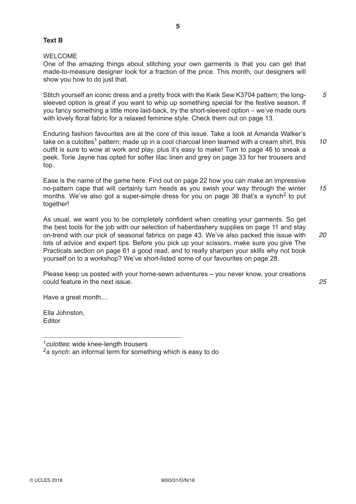 Cambridge A Level English - Language AS and A Level (from 2014) 9093 2018 Oct/Nov Paper 3 · Variant 1 question paper, page 5 of 8
