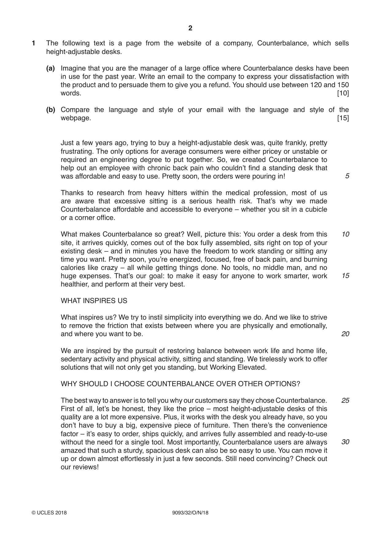 Cambridge A Level English - Language AS and A Level (from 2014) 9093 2018 Oct/Nov Paper 3 · Variant 2 question paper, page 2 of 8