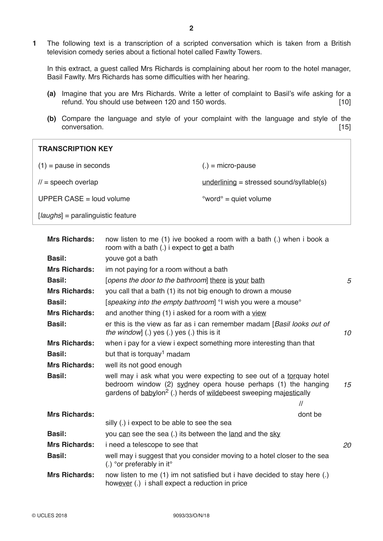 Cambridge A Level English - Language AS and A Level (from 2014) 9093 2018 Oct/Nov Paper 3 · Variant 3 question paper, page 2 of 8