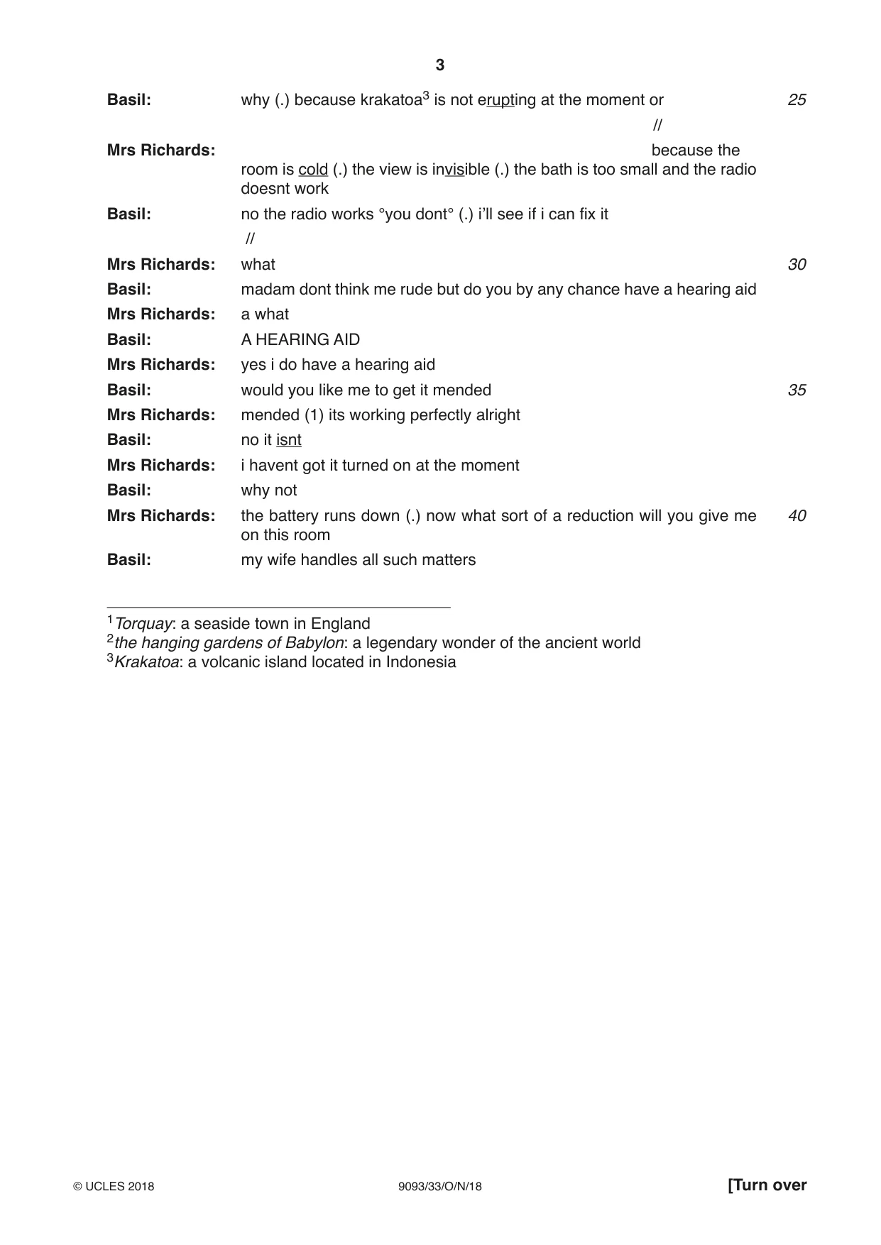Cambridge A Level English - Language AS and A Level (from 2014) 9093 2018 Oct/Nov Paper 3 · Variant 3 question paper, page 3 of 8