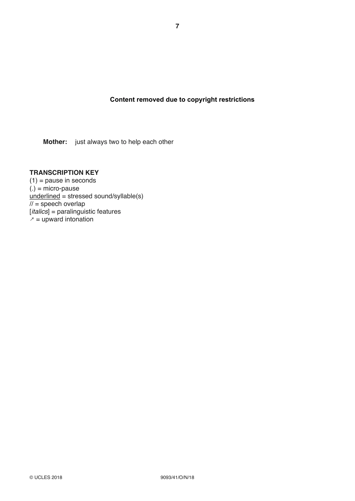 Cambridge A Level English - Language AS and A Level (from 2014) 9093 2018 Oct/Nov Paper 4 · Variant 1 question paper, page 7 of 8