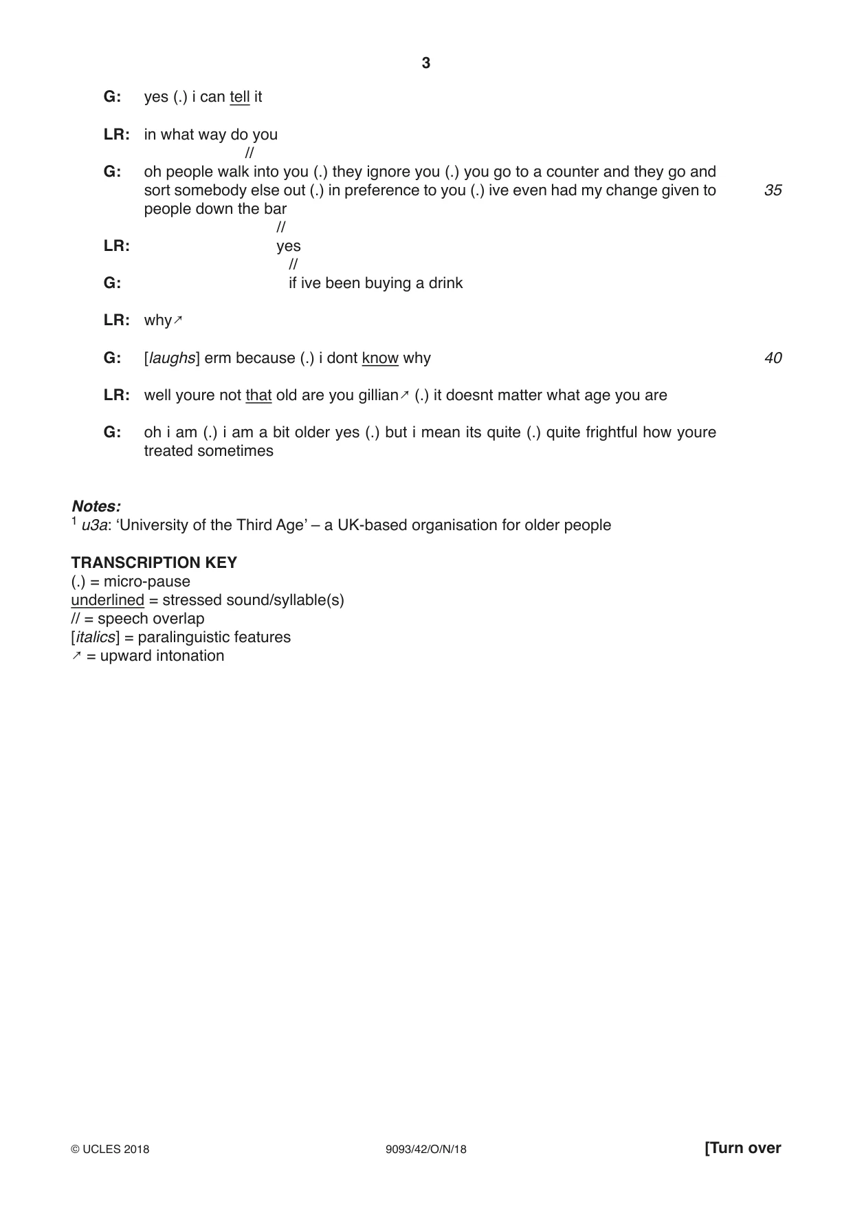 Cambridge A Level English - Language AS and A Level (from 2014) 9093 2018 Oct/Nov Paper 4 · Variant 2 question paper, page 3 of 8