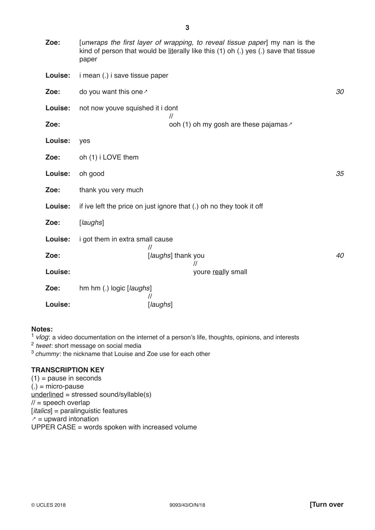 Cambridge A Level English - Language AS and A Level (from 2014) 9093 2018 Oct/Nov Paper 4 · Variant 3 question paper, page 3 of 8
