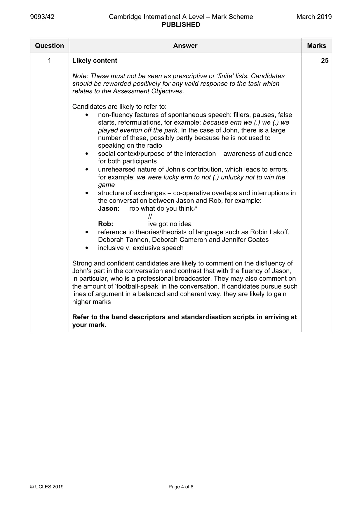 Mark scheme, page 4 of 8