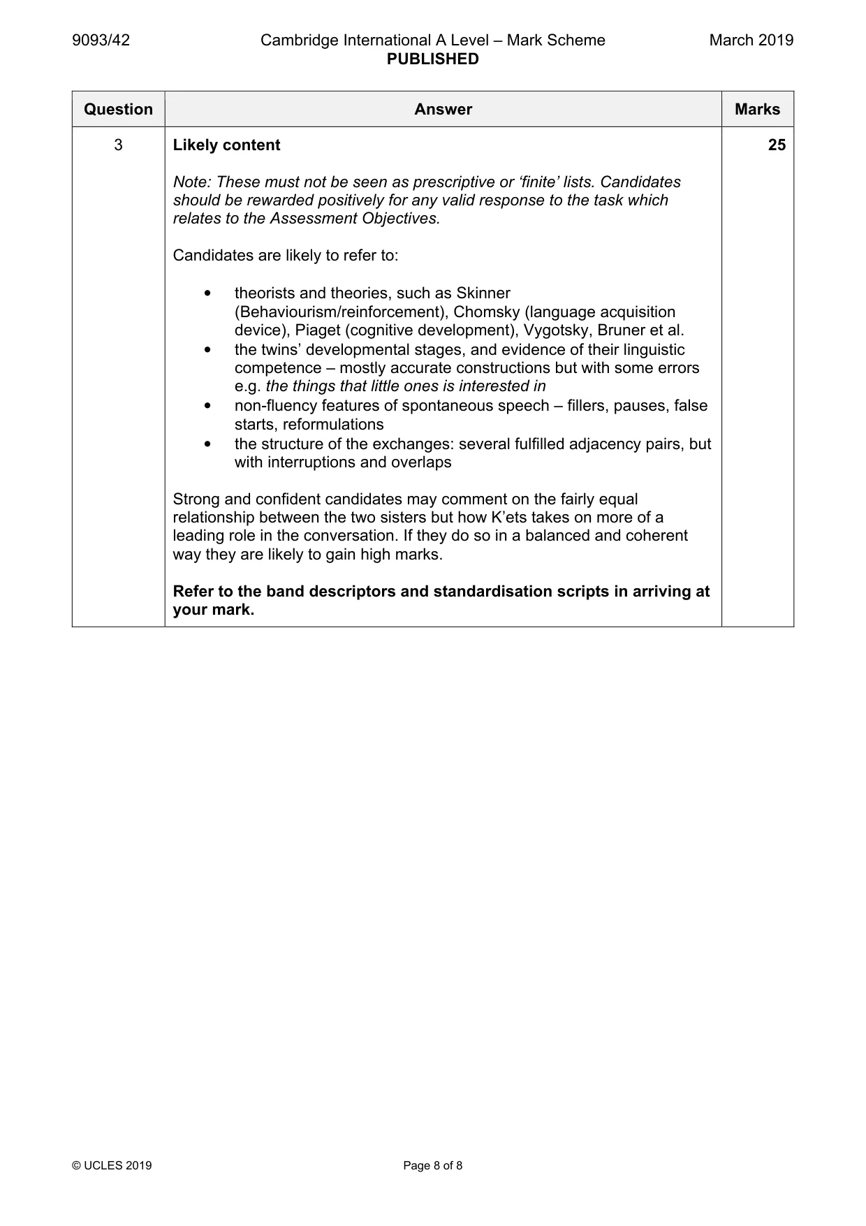 Mark scheme, page 8 of 8