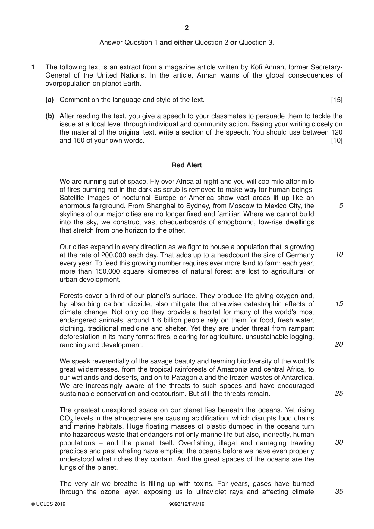 Cambridge A Level English - Language AS and A Level (from 2014) 9093 2019 Feb/March Paper 1 · Variant 2 question paper, page 2 of 8