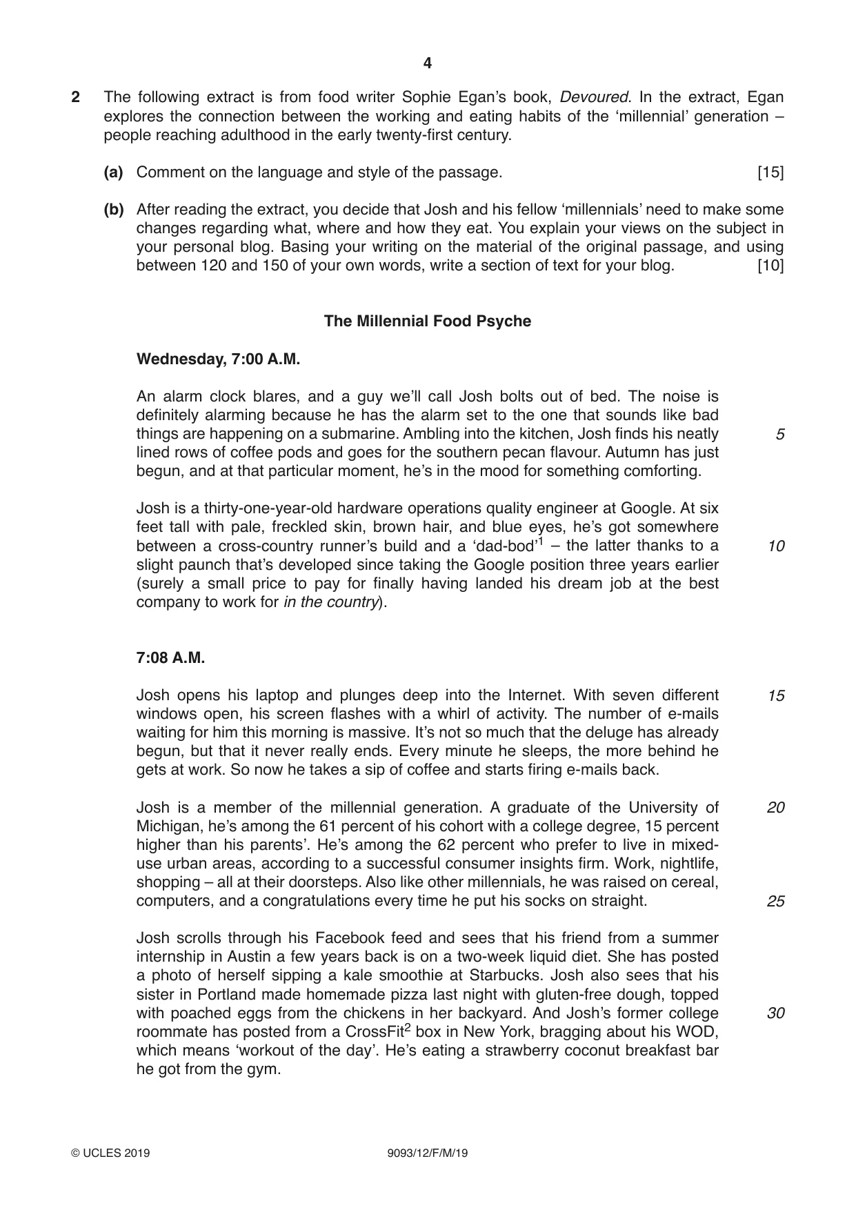 Cambridge A Level English - Language AS and A Level (from 2014) 9093 2019 Feb/March Paper 1 · Variant 2 question paper, page 4 of 8