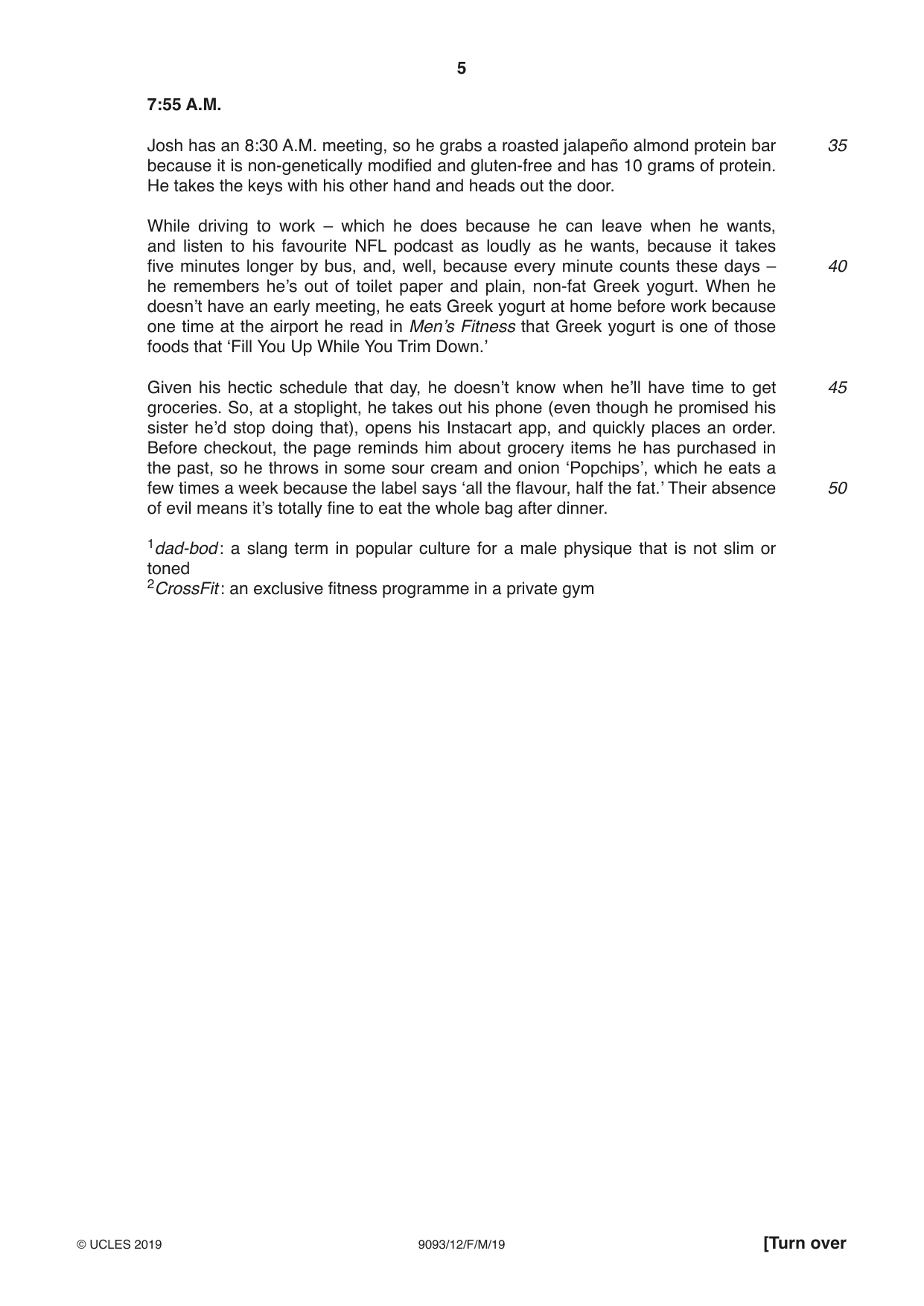 Cambridge A Level English - Language AS and A Level (from 2014) 9093 2019 Feb/March Paper 1 · Variant 2 question paper, page 5 of 8