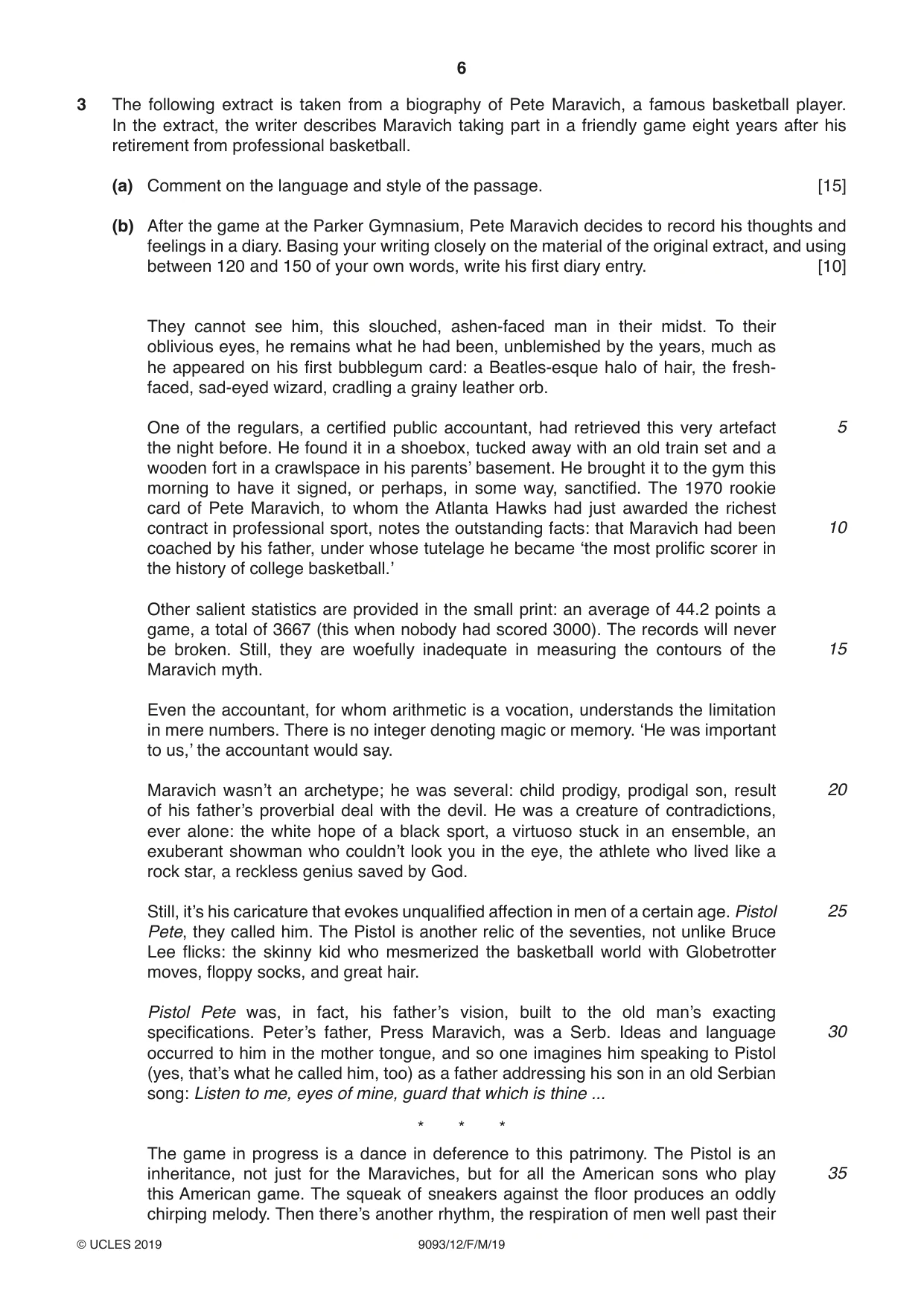 Cambridge A Level English - Language AS and A Level (from 2014) 9093 2019 Feb/March Paper 1 · Variant 2 question paper, page 6 of 8