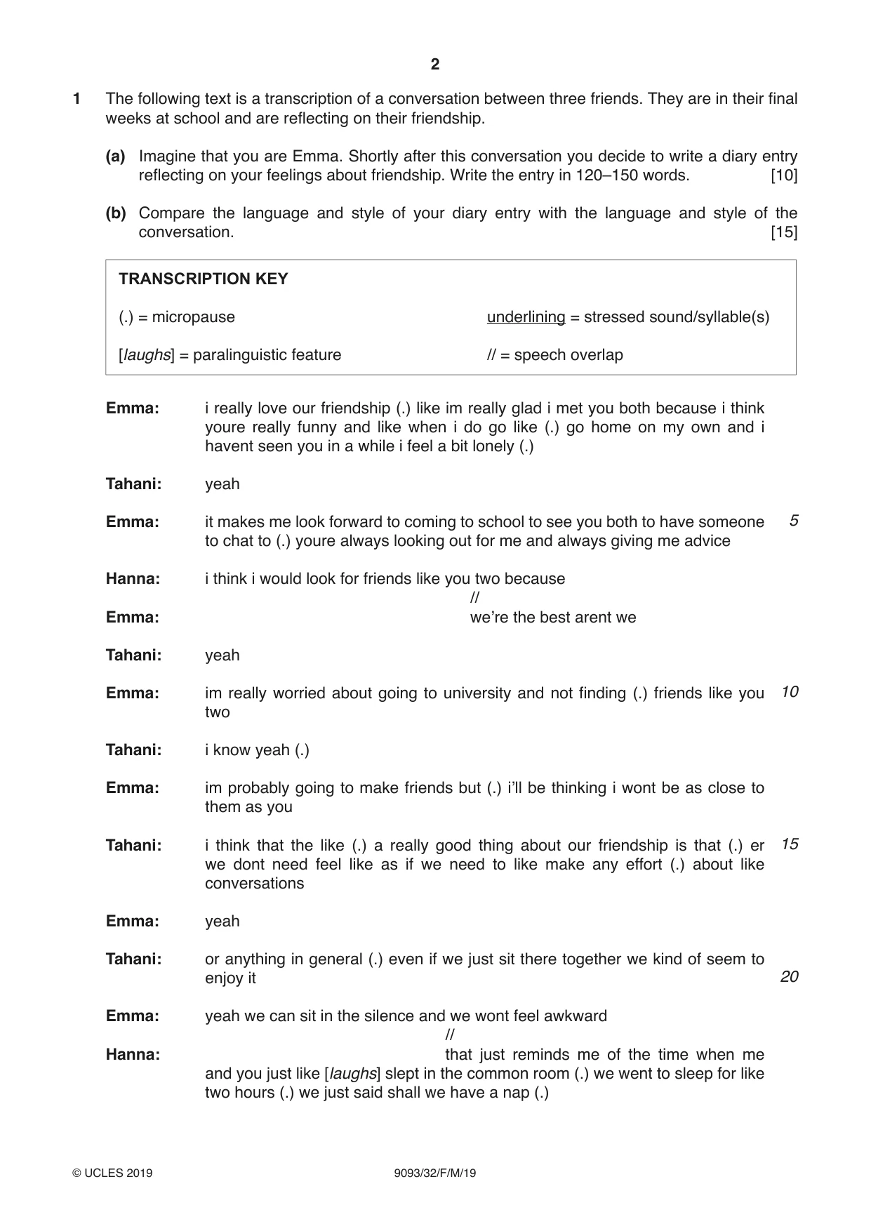 Cambridge A Level English - Language AS and A Level (from 2014) 9093 2019 Feb/March Paper 3 · Variant 2 question paper, page 2 of 8