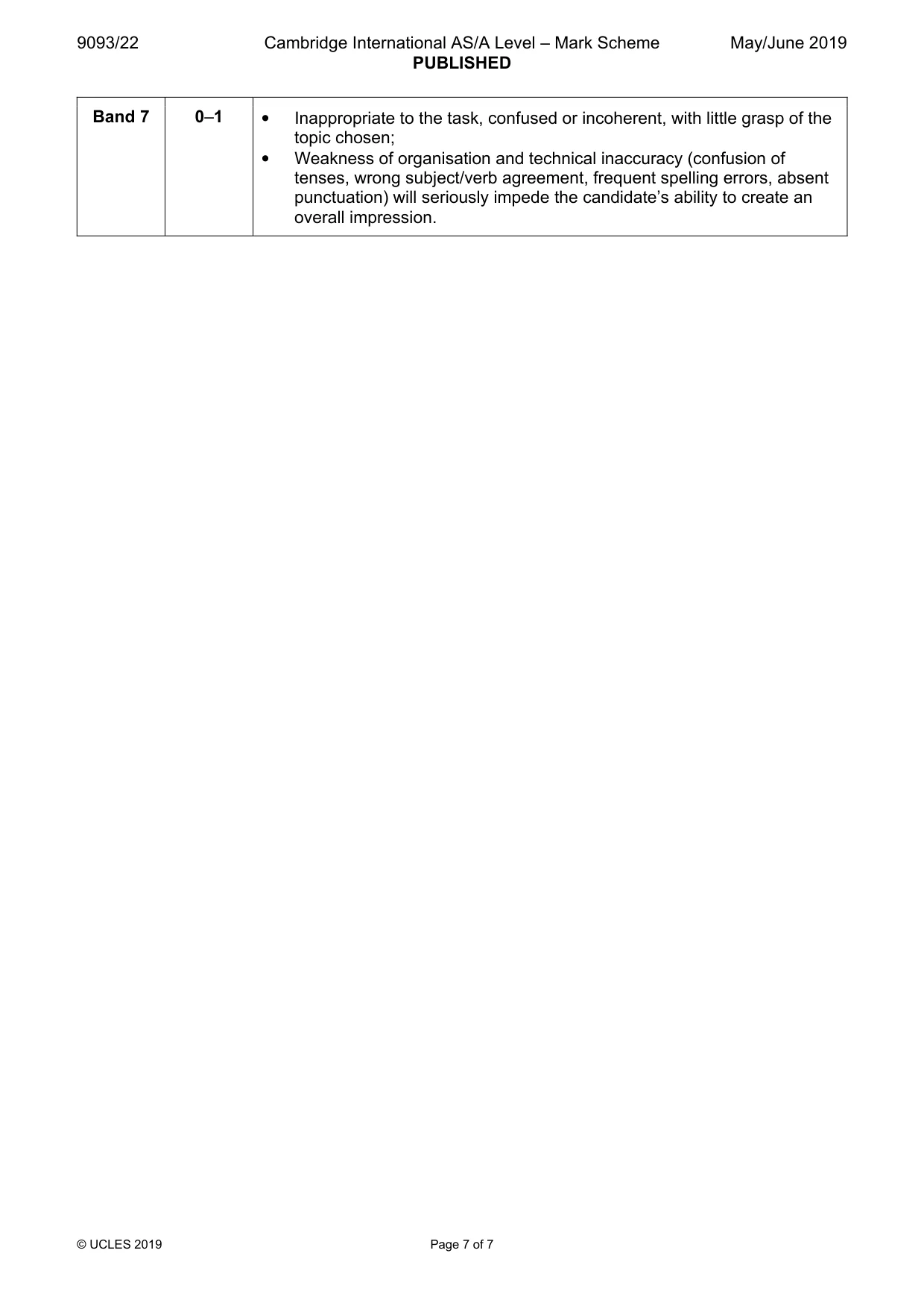 Mark scheme, page 7 of 7