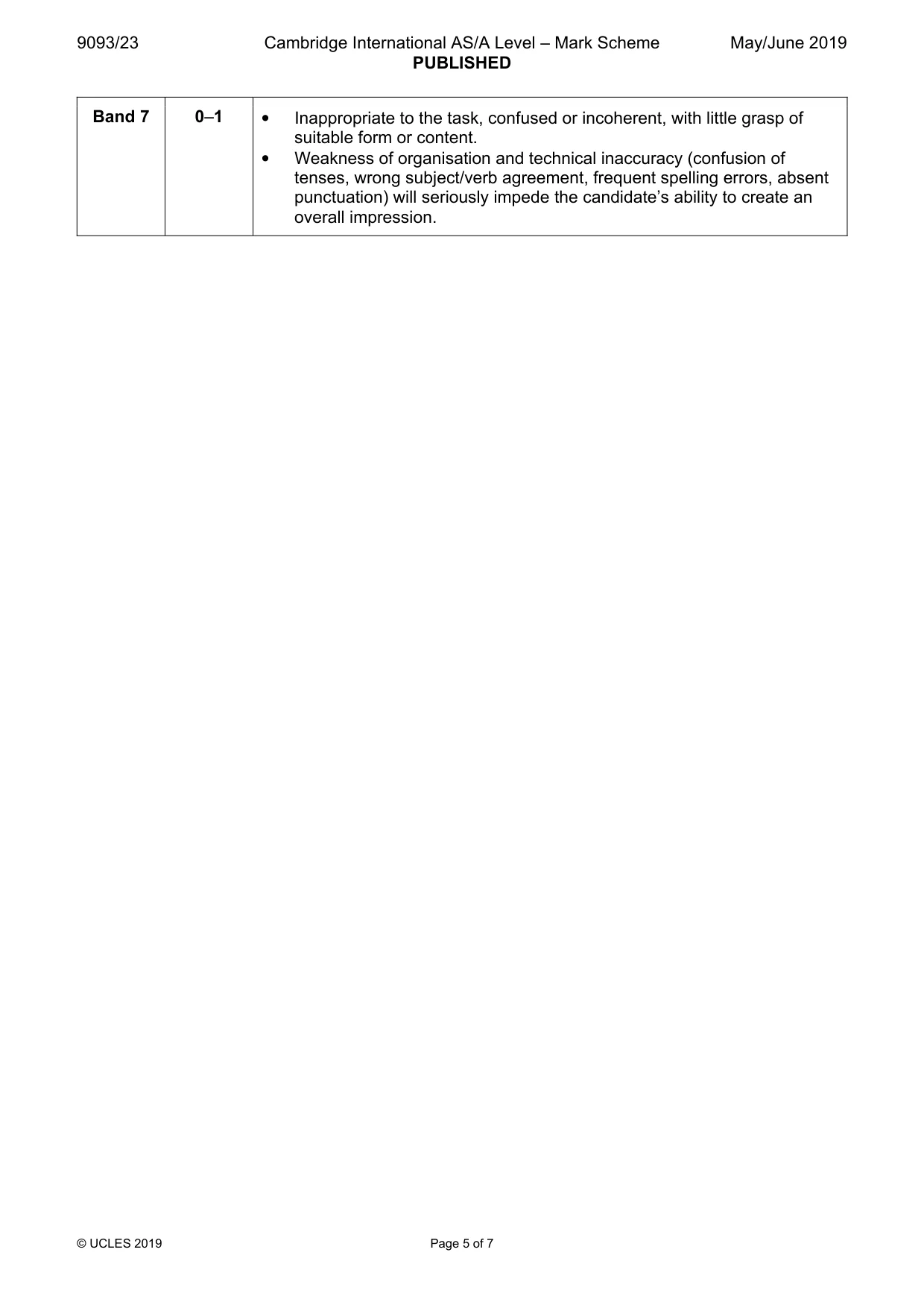Mark scheme, page 5 of 7