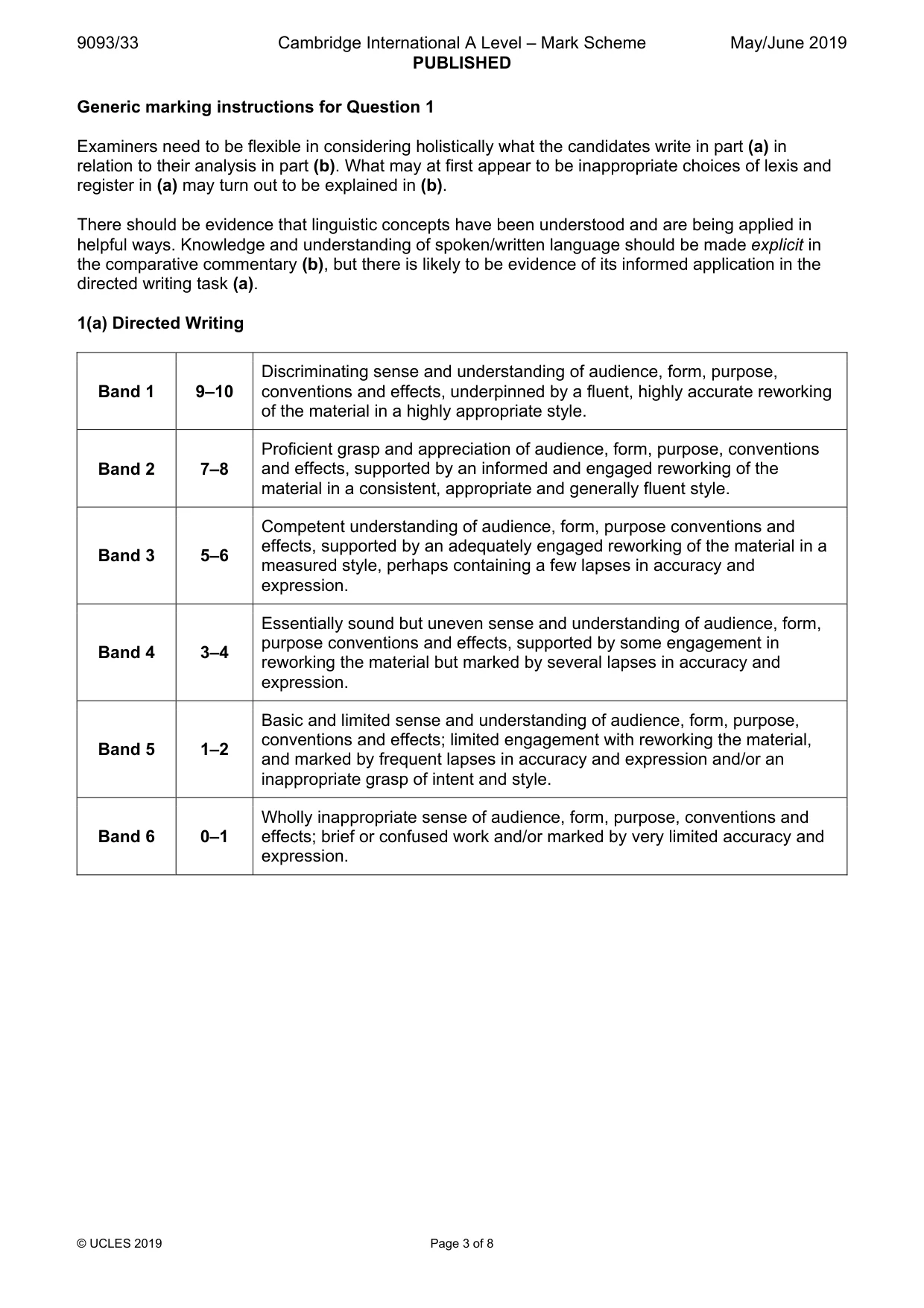 Mark scheme, page 3 of 8