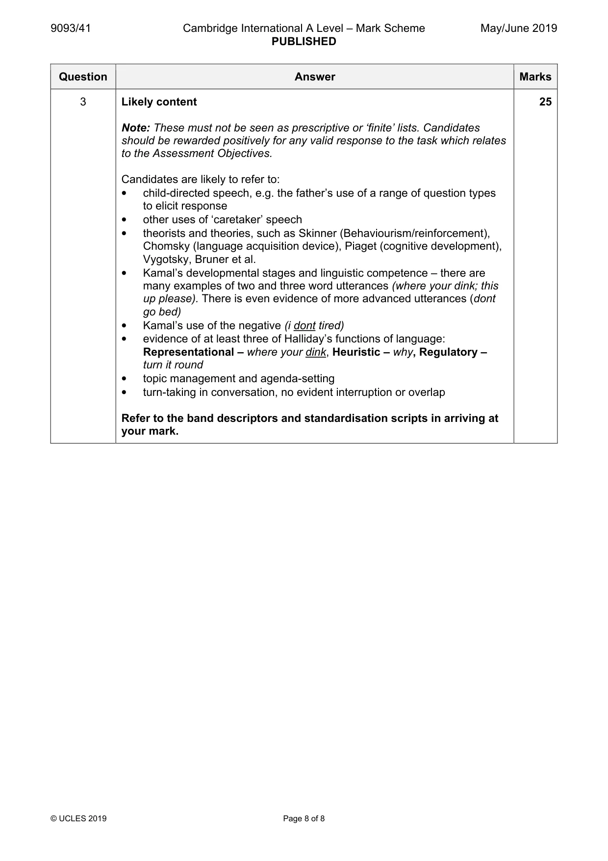 Mark scheme, page 8 of 8