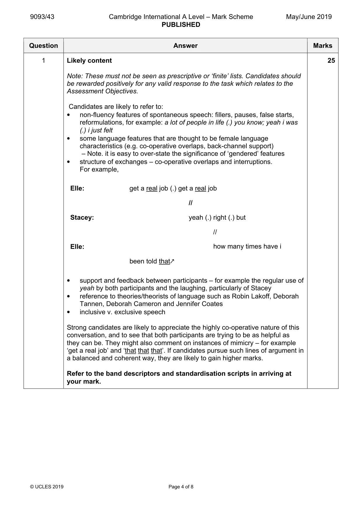 Mark scheme, page 4 of 8