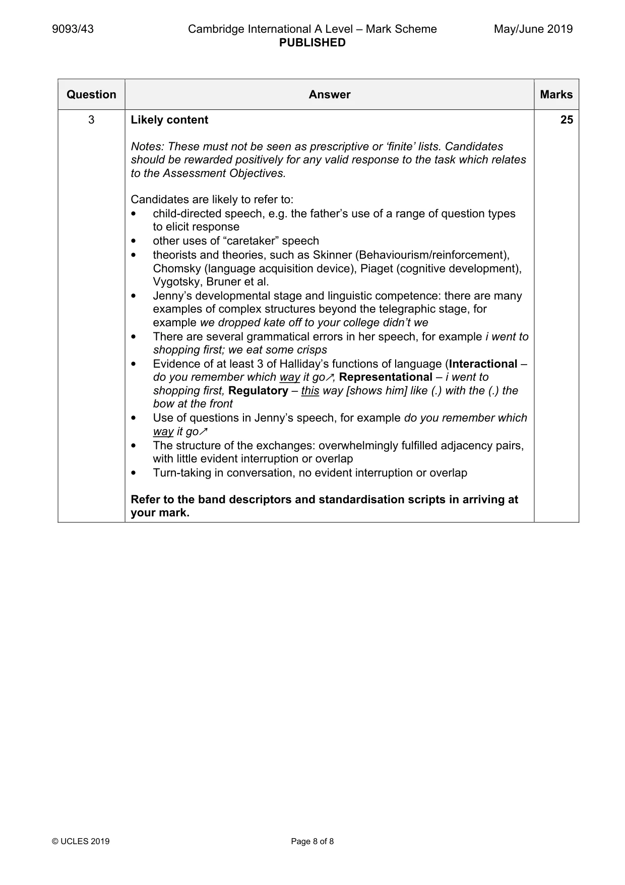Mark scheme, page 8 of 8