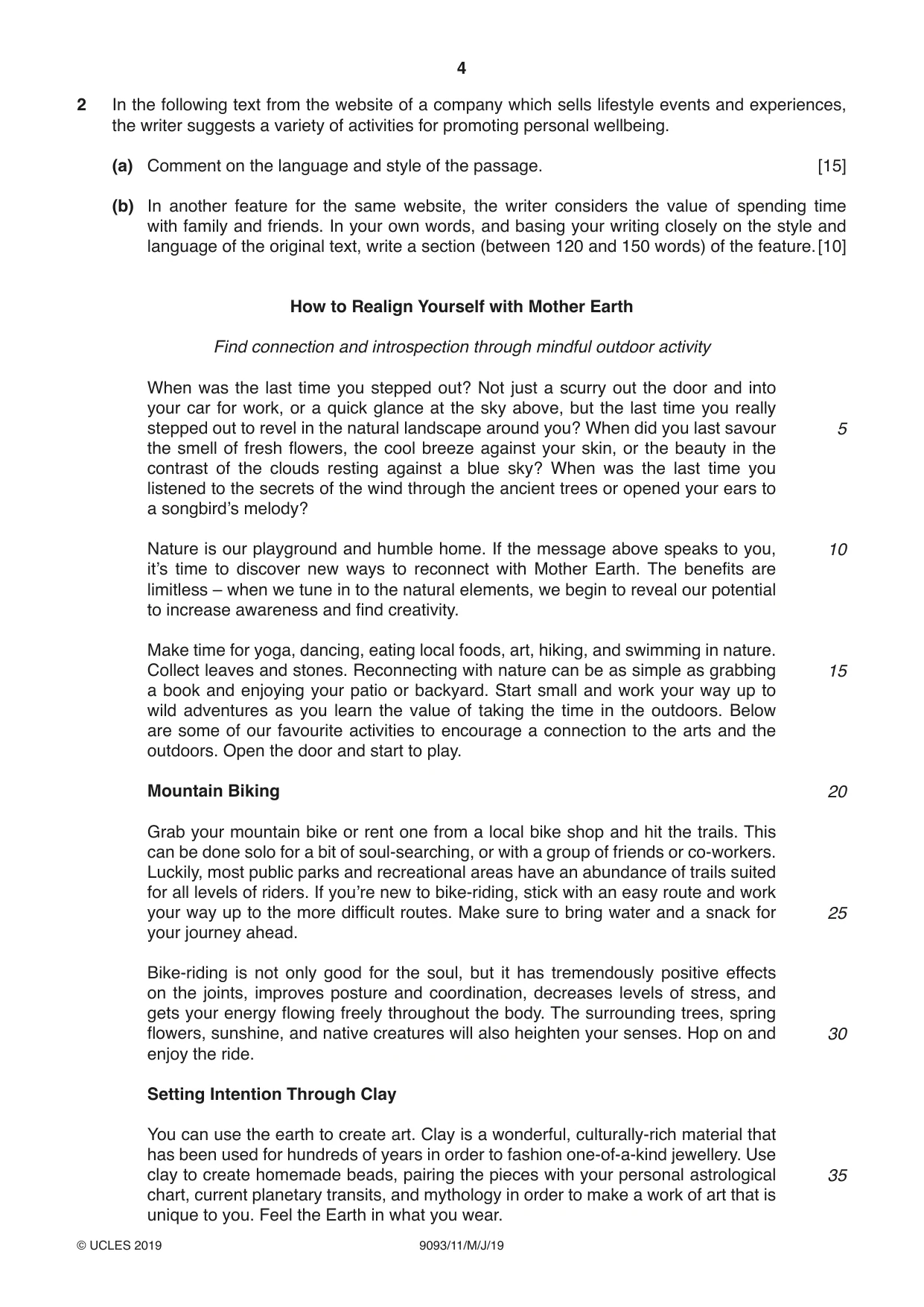 Cambridge A Level English - Language AS and A Level (from 2014) 9093 2019 May/June Paper 1 · Variant 1 question paper, page 4 of 8