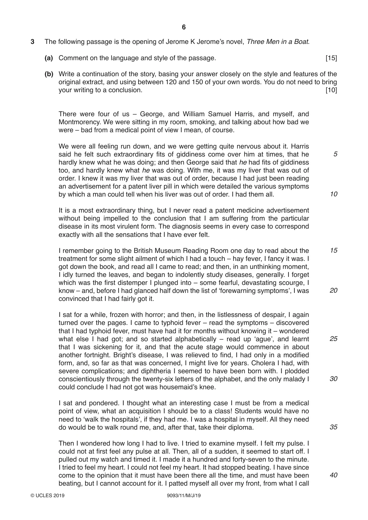 Cambridge A Level English - Language AS and A Level (from 2014) 9093 2019 May/June Paper 1 · Variant 1 question paper, page 6 of 8