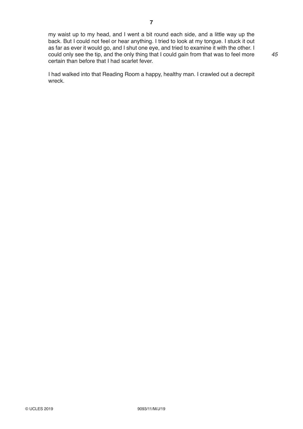Cambridge A Level English - Language AS and A Level (from 2014) 9093 2019 May/June Paper 1 · Variant 1 question paper, page 7 of 8