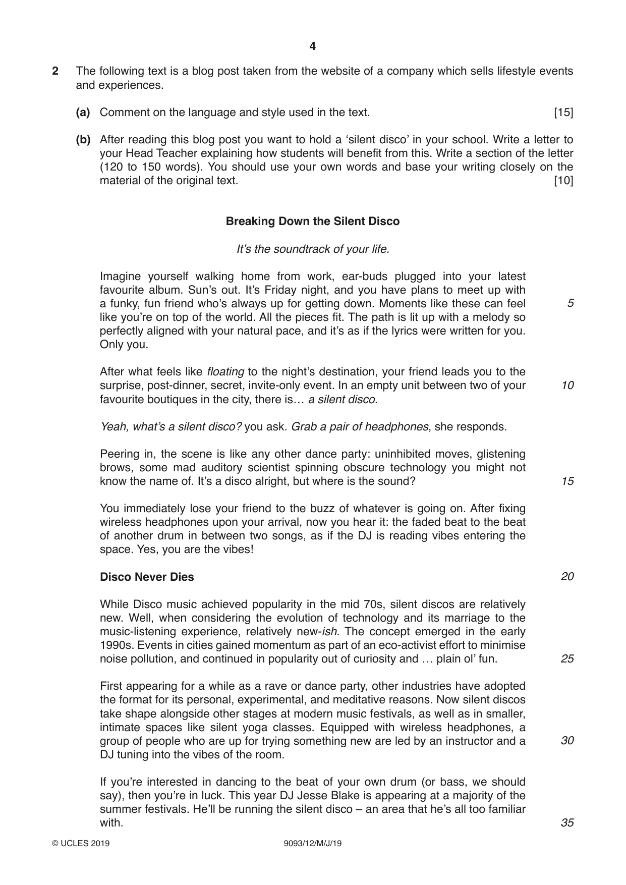 Cambridge A Level English - Language AS and A Level (from 2014) 9093 2019 May/June Paper 1 · Variant 2 question paper, page 4 of 8