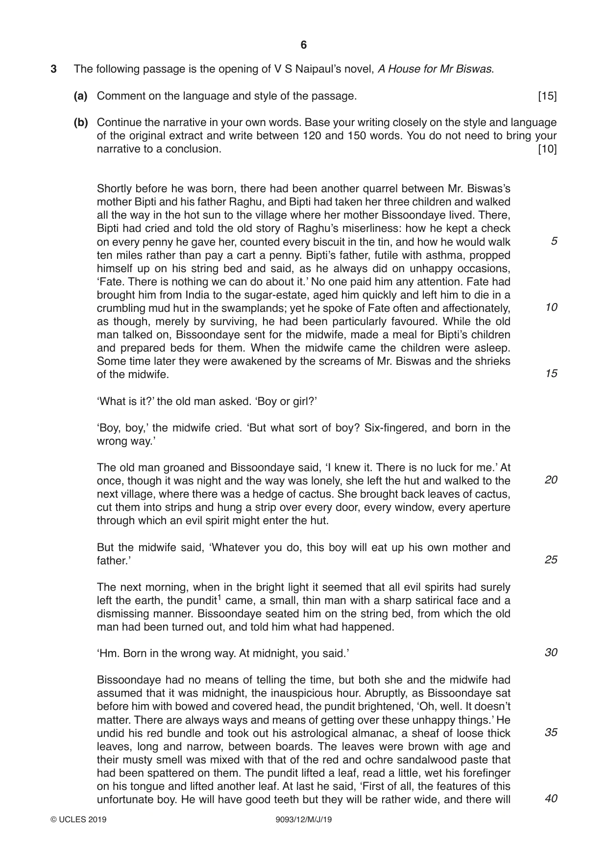 Cambridge A Level English - Language AS and A Level (from 2014) 9093 2019 May/June Paper 1 · Variant 2 question paper, page 6 of 8