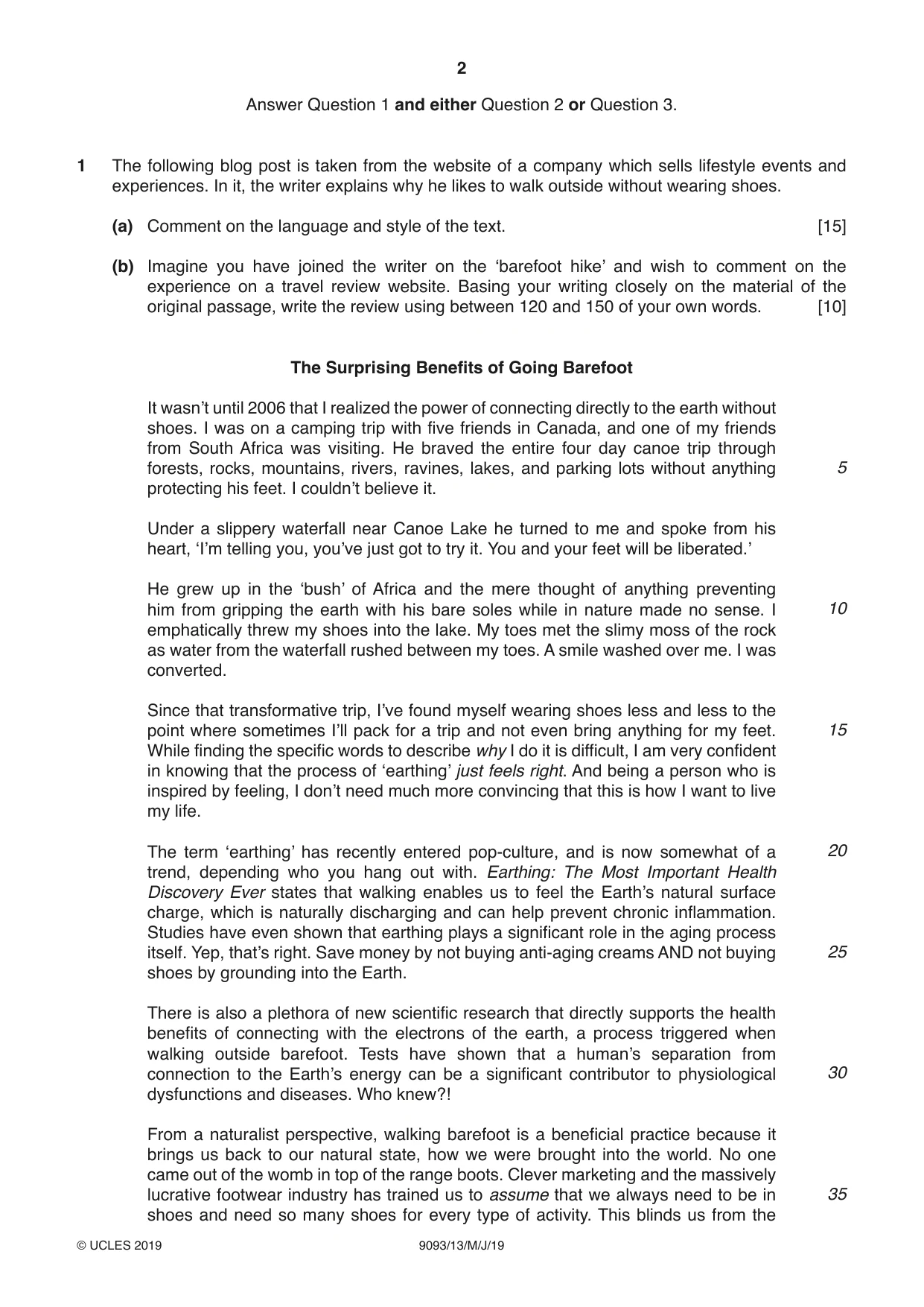 Cambridge A Level English - Language AS and A Level (from 2014) 9093 2019 May/June Paper 1 · Variant 3 question paper, page 2 of 8