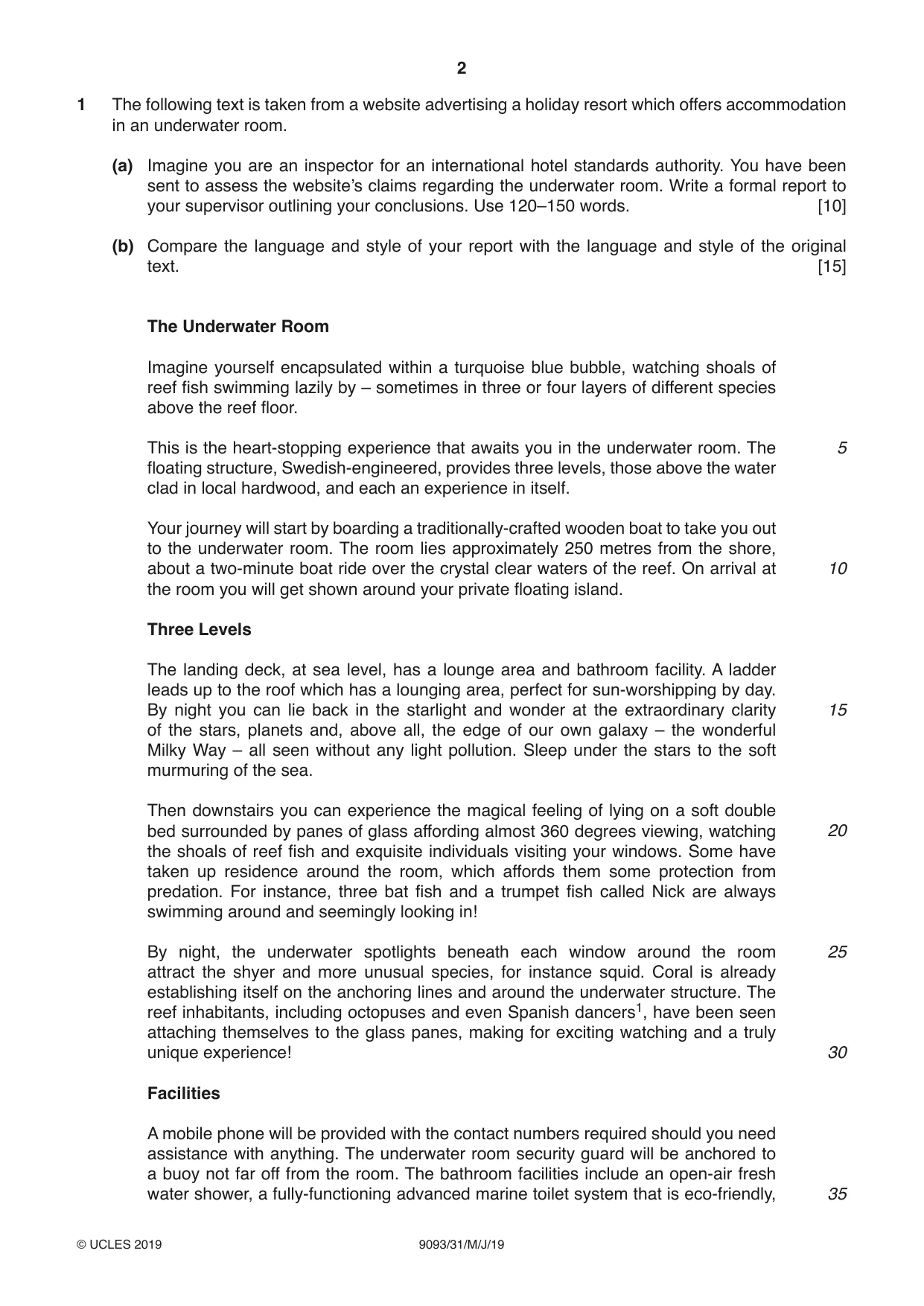 Cambridge A Level English - Language AS and A Level (from 2014) 9093 2019 May/June Paper 3 · Variant 1 question paper, page 2 of 8