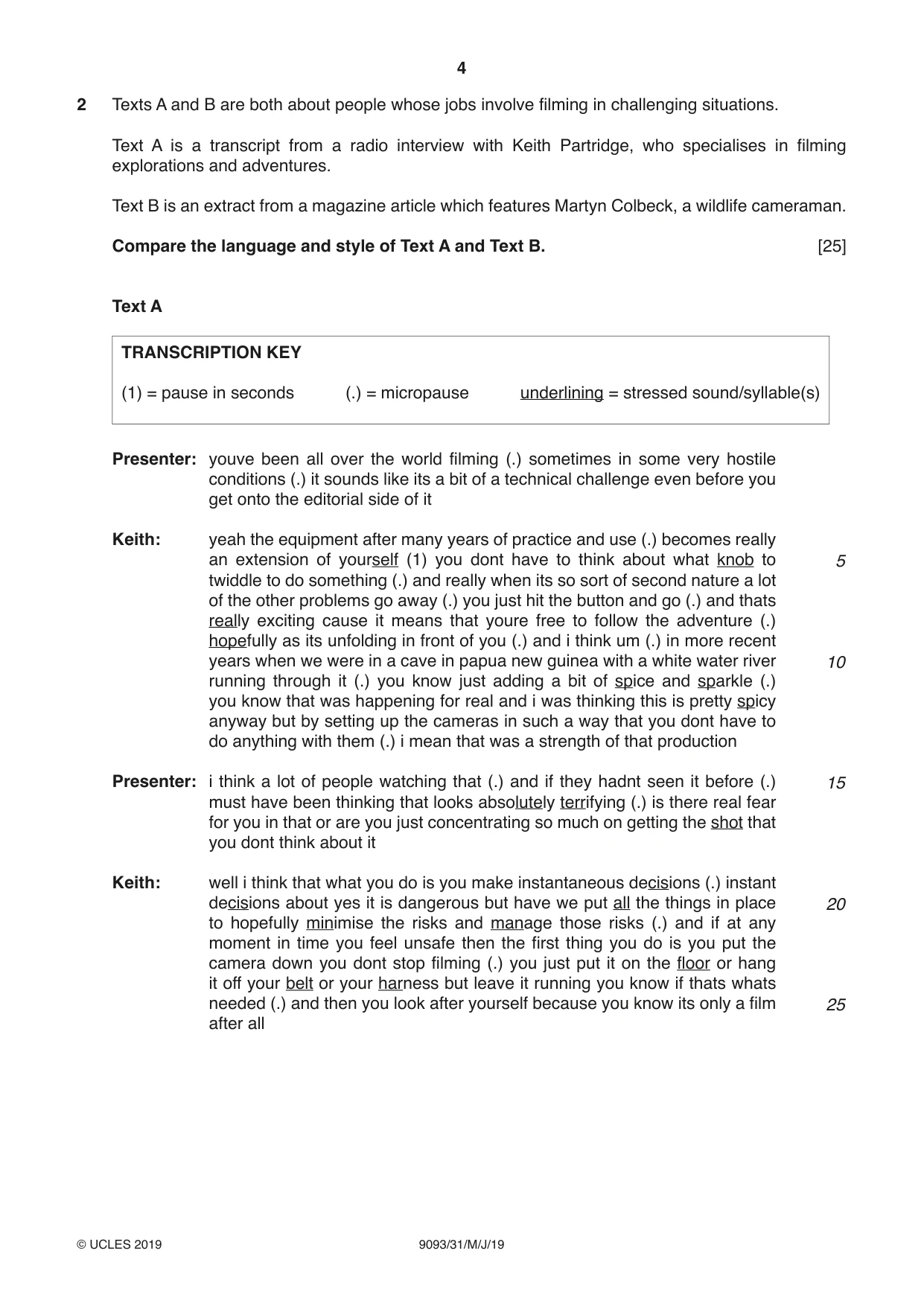Cambridge A Level English - Language AS and A Level (from 2014) 9093 2019 May/June Paper 3 · Variant 1 question paper, page 4 of 8