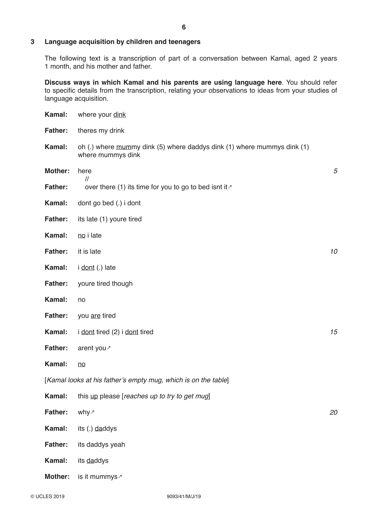 Cambridge A Level English - Language AS and A Level (from 2014) 9093 2019 May/June Paper 4 · Variant 1 question paper, page 6 of 8