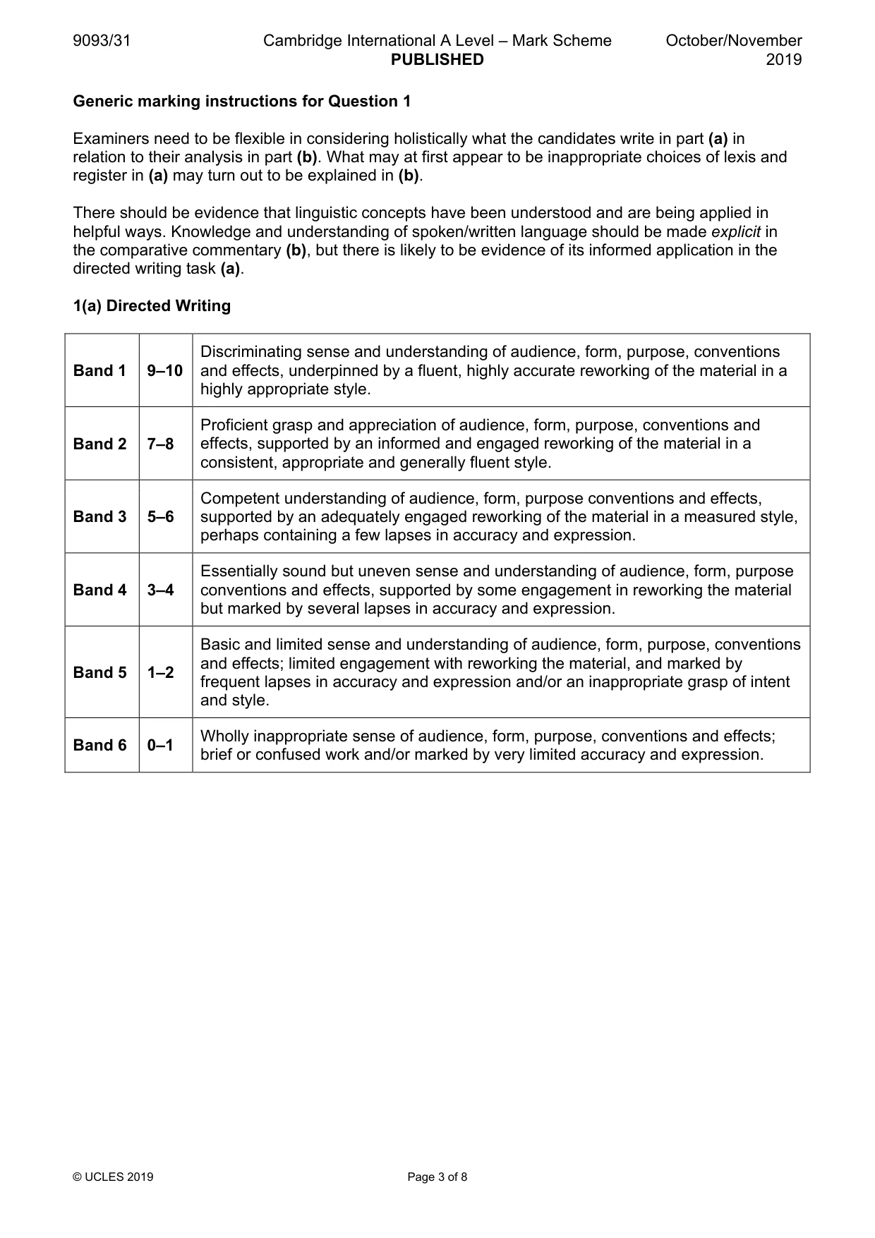 Mark scheme, page 3 of 8