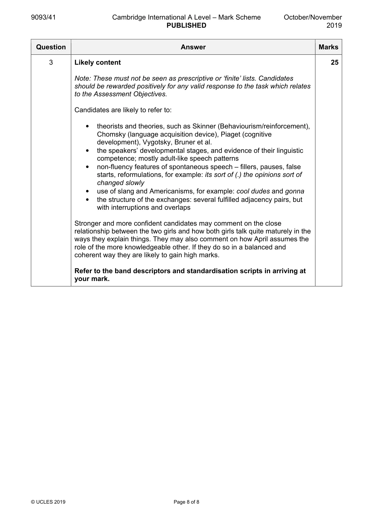 Mark scheme, page 8 of 8