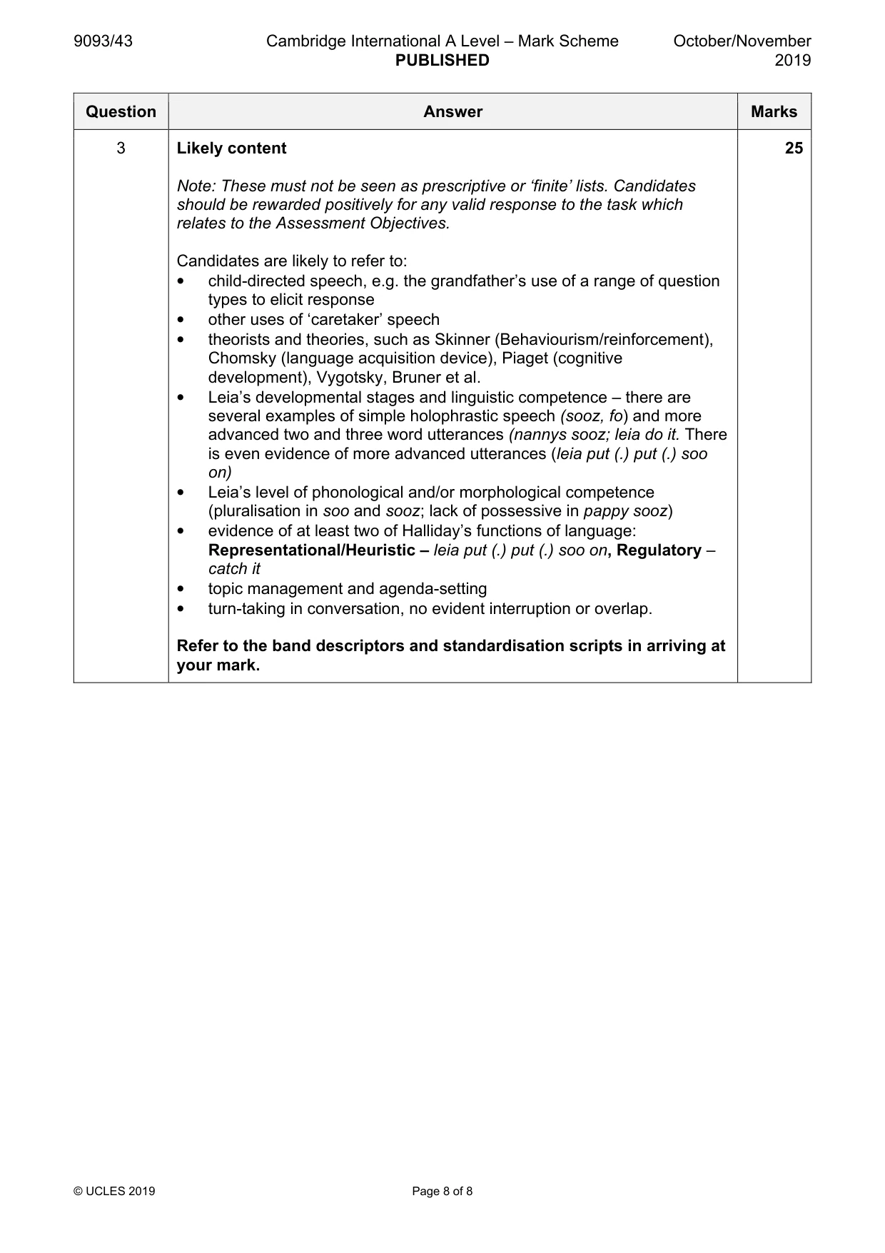 Mark scheme, page 8 of 8