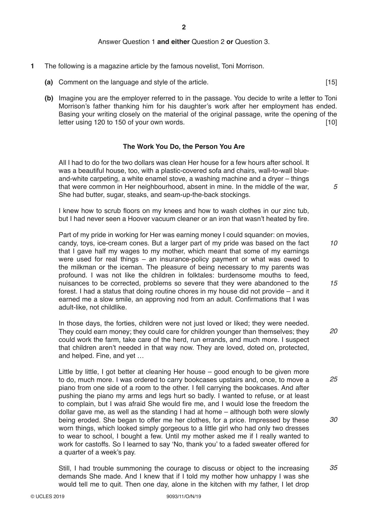 Cambridge A Level English - Language AS and A Level (from 2014) 9093 2019 Oct/Nov Paper 1 · Variant 1 question paper, page 2 of 8